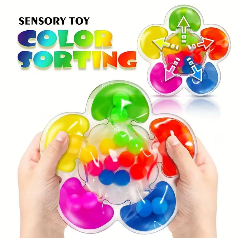 1Pc Color Sorting Sensory Squeeze Toy Vibrant Multi-Color PVC Beads for Youngsters Soft Pinch Pop Fidget Toys Games Party Gifts