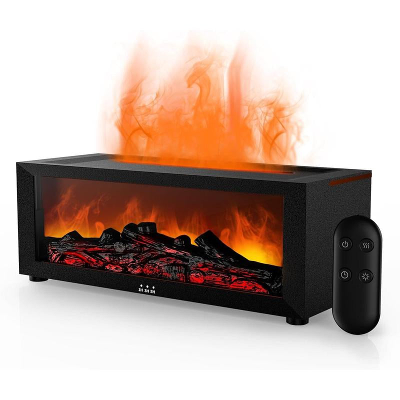 Fireplace Flame Air Diffuser Humidifier,7 Colors Aromatherapy Essential Oil Diffuser,Ultrasonic Aroma Humidifier with Timer for Home,Bedroom,Office,Yoga (Blackb, L)