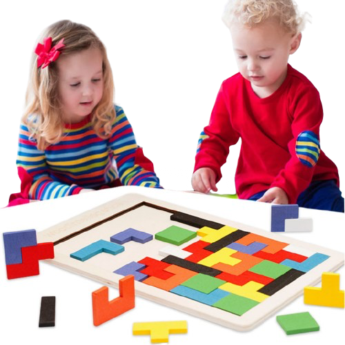 Kidfinity Wooden Tetris Building Blocks