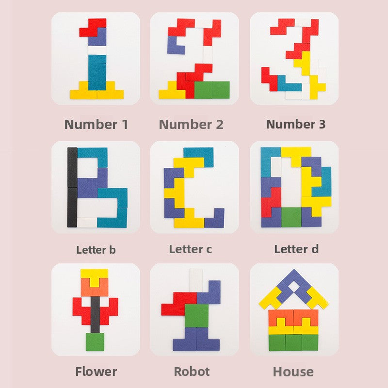 Kidfinity Wooden Tetris Building Blocks