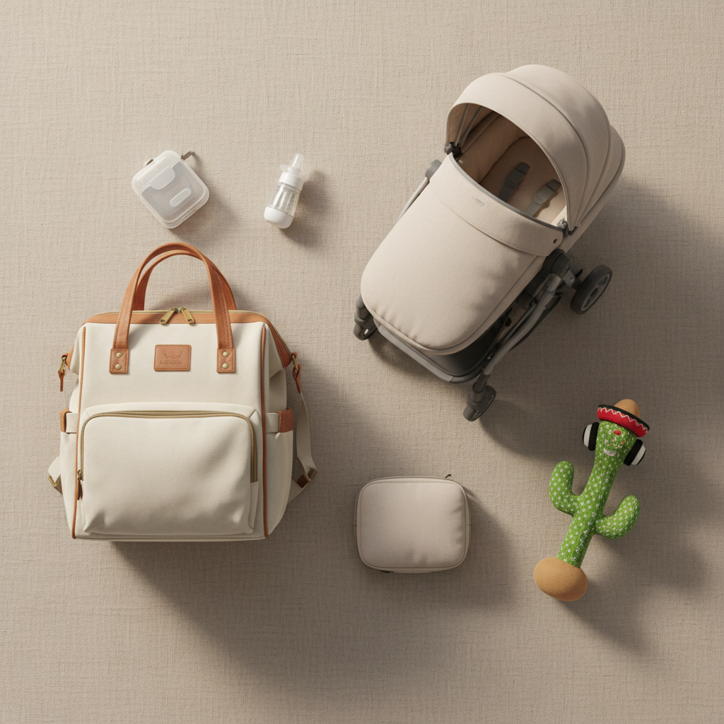 Upload ONE main image that shows all items together.

✔ Flat lay
✔ Neutral background
✔ Warm lighting
(items)
Baby diaper changing bag
Nasil asporaitor
sleeping stroller
Dancing Cactus To&nbsp;